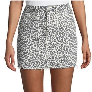 Current Elliott Women The 5 Pocket Mini Skirt Leopard Print Grey Size 24 US 0